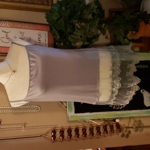 Chic Sass Light Gray Tank Top with Lace Bottom Size Medium/Large